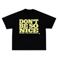 T-shirt noir imprimé don't be so nice en jaune et blanc